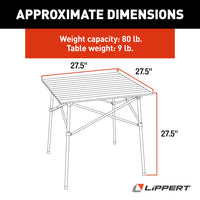 Table camping pliante aluminium hybride 27" gris sac transport