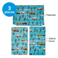 3-Piece Vinyl Picnic Table Cover Set for Camping