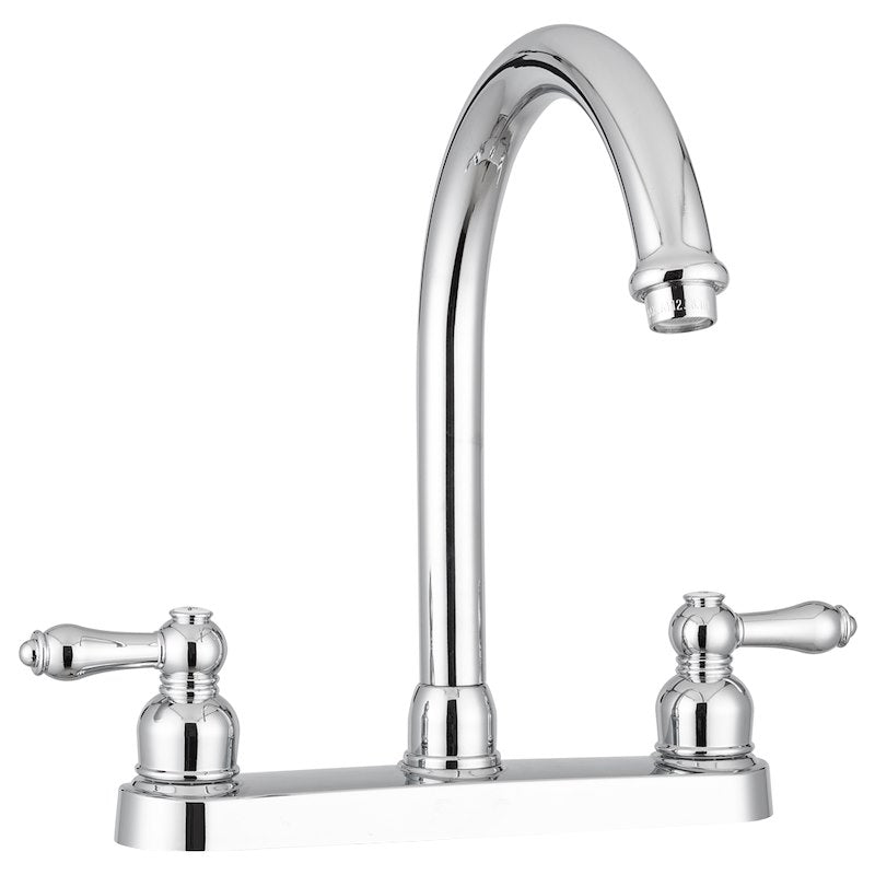 Robinet cuisine VR chrome 8 pouces bec haut 2 poignées