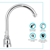 Robinet cuisine VR chrome 8 pouces bec haut 2 poignées