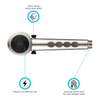 Brushed Nickel Handheld Showerhead with Water Saver Valve