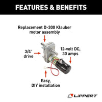 Lippert 3x3 Slide-Out Motor Klauber D300 12V DC