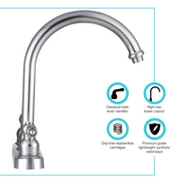 Robinet cuisine hi rise nickel satiné 8 pouces VR double poignée