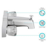 Robinet baignoire douche chrome avec inverseur et poignées acrylique VR