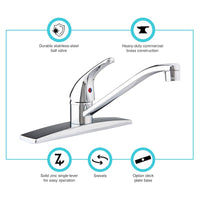 Chrome Kitchen Sink Faucet with D-Spout and Single Lever