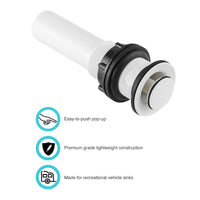 Drain d’évier lavabo à bouton poussoir Dura Faucet 10-4457 blanc
