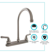 Robinet de Cuisine VR Bec en J 12" - Nickel Satiné Brossé