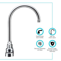 Robinet de Cuisine Chrome pour VR - Bec en J 12" - Montage 8"