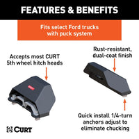 Pattes d’attelage fifth wheel CURT 72-1596 pour système OEM Ford – 24 000 lb