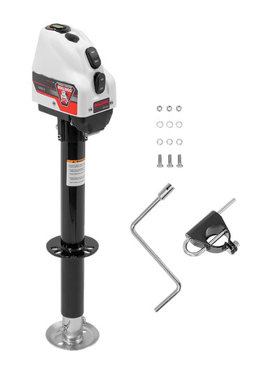Cric électrique Bulldog 4000 lb pour timon de remorque A-Frame – blanc