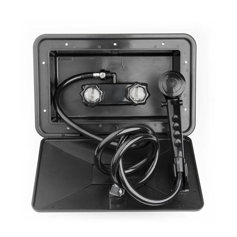 Black outdoor shower box