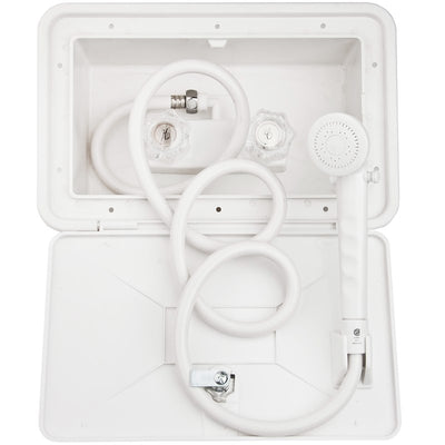 Douche extérieure Dura Faucet 10-0844 blanche avec verrou pour VR