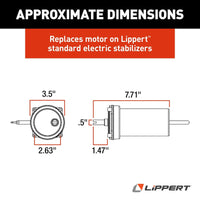 Moteur de remplacement Lippert 15-0844 pour stabilisateur électrique de VR