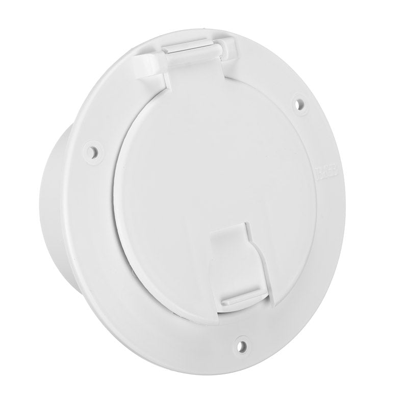 Trappe Cordon Électrique Ronde 30 Amp/50 Amp - Blanc Polaire, 5-1/8" - Avec Kit d'Installation