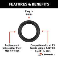 Joint de Toilette Flow Max™ Lippert - Remplacement pour Toilettes RV - Joint de Boule de Chasse en Caoutchouc
