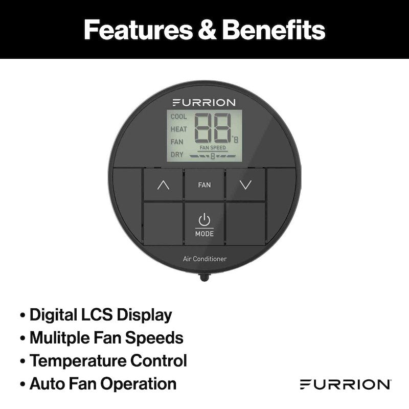Thermostat mural Furrion Chill™ programmable 12V – Zone unique avec contrôle de ventilateur et écran LED