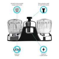 Robinet avec inverseur pour douche chrome poli 4 po pour lavabo de VR