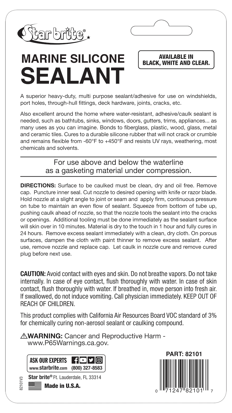 Scellant Silicone Marin Star Brite Transparent – Étanchéité Marine Haute Performance