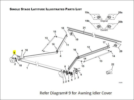 Carefree RV 01-0095 – Cache tête d'entraînement gauche pour auvent Latitude (Noir)