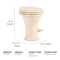 Toilette Dometic 310 Série RV - Chasse Puissante, Céramique, Siège Adultes Confortable