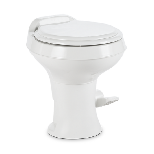 Toilette Dometic 300 – Siège Rond, Chasse par Pédale, Hauteur Résidentielle, Blanc