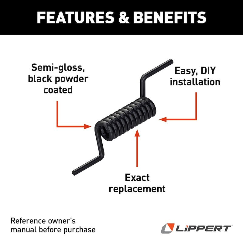 Lippert Components Door Hinge Spring 71-5608 – Toy Hauler, 11 Coils, Black, Steel