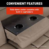Thomas Payne Jackknife Sleeper Sofa 68" McCoy Brown with Storage and Cupholders for RV