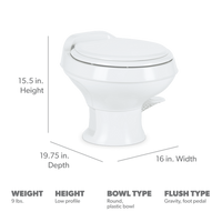 Compact Triple Jet RV Toilet Series 300 - White