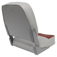 Siège de bateau de pêche Wise Standard – Dossier bas pliable gris et rouge