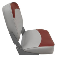 Siège de bateau de pêche Wise Standard – Dossier bas pliable gris et rouge