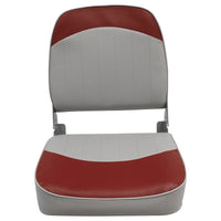 Siège de bateau de pêche Wise Standard – Dossier bas pliable gris et rouge