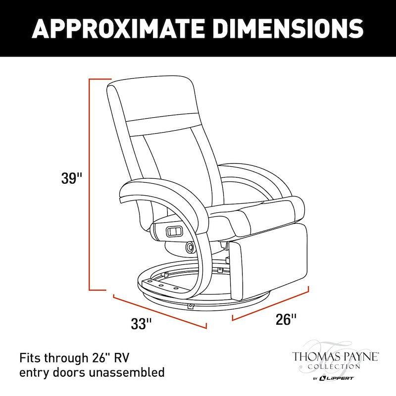 Fauteuil Inclinable RV Thomas Payne® Euro Millbrae – Vinyle Brun avec Rotation 360°