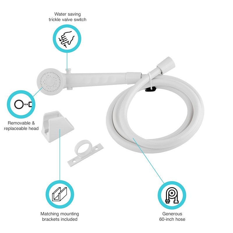 Dura Faucet White Handheld Showerhead with 60" Hose