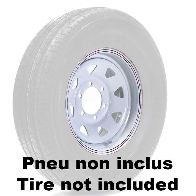 Roue Rally 16" blanche 6 trous – Jante robuste pour remorque