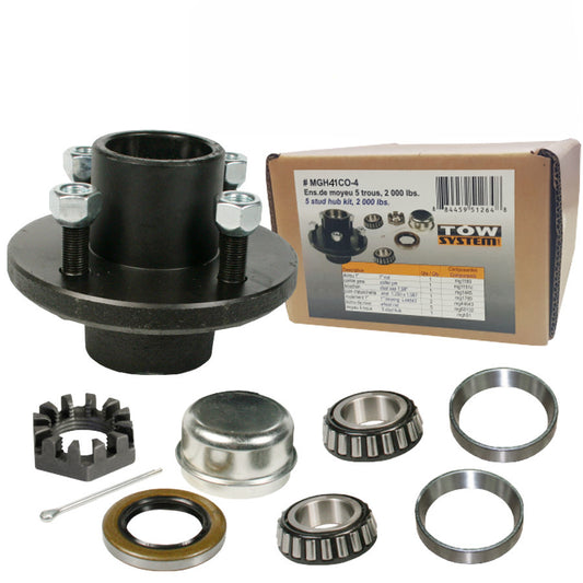 Ensemble moyeu 4 studs 1" pour remorque – Moyeu complet
