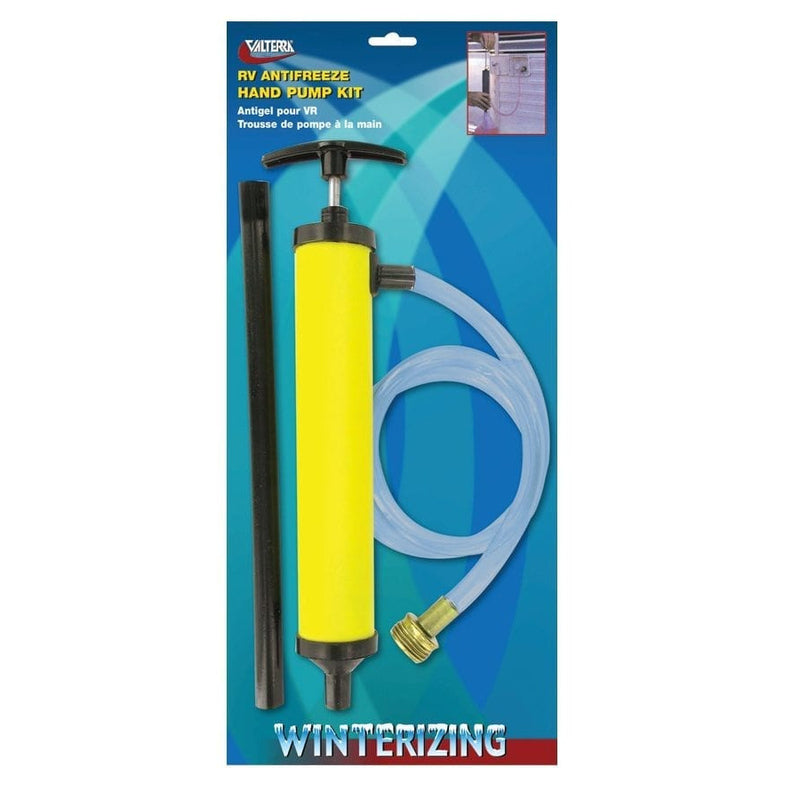 Pompe manuelle pour antigel – Antigel pour VR, avec connexion à l'eau potable, plastique jaune, durable, pour lignes d'eau et réservoirs