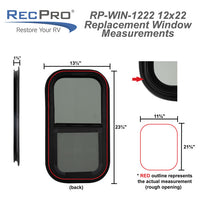 Fenêtre teardrop pour VR 12 x 22 po en verre teinté trempé