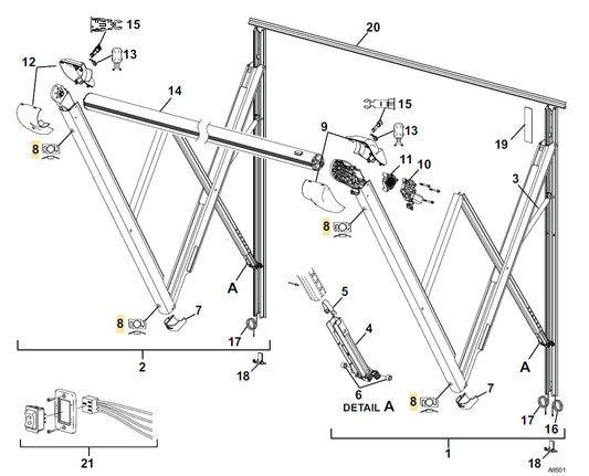 Crochet pour bras d’auvent VR noir – Kit réparation auvent Altitude