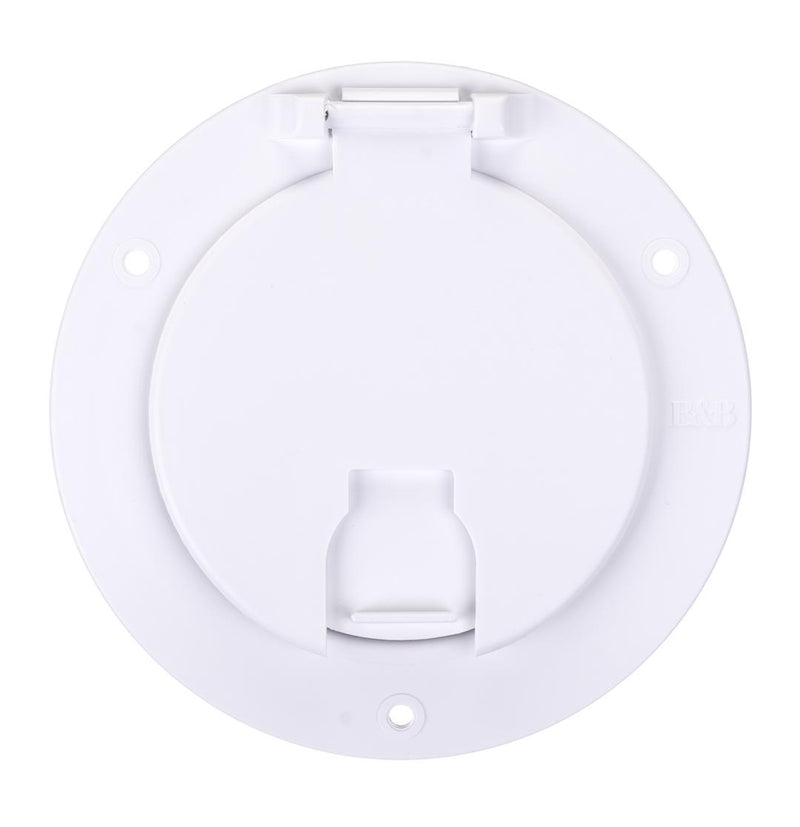 Trappe Cordon Électrique Ronde 30 Amp/50 Amp - Blanc Polaire, 5-1/8" - Avec Kit d'Installation