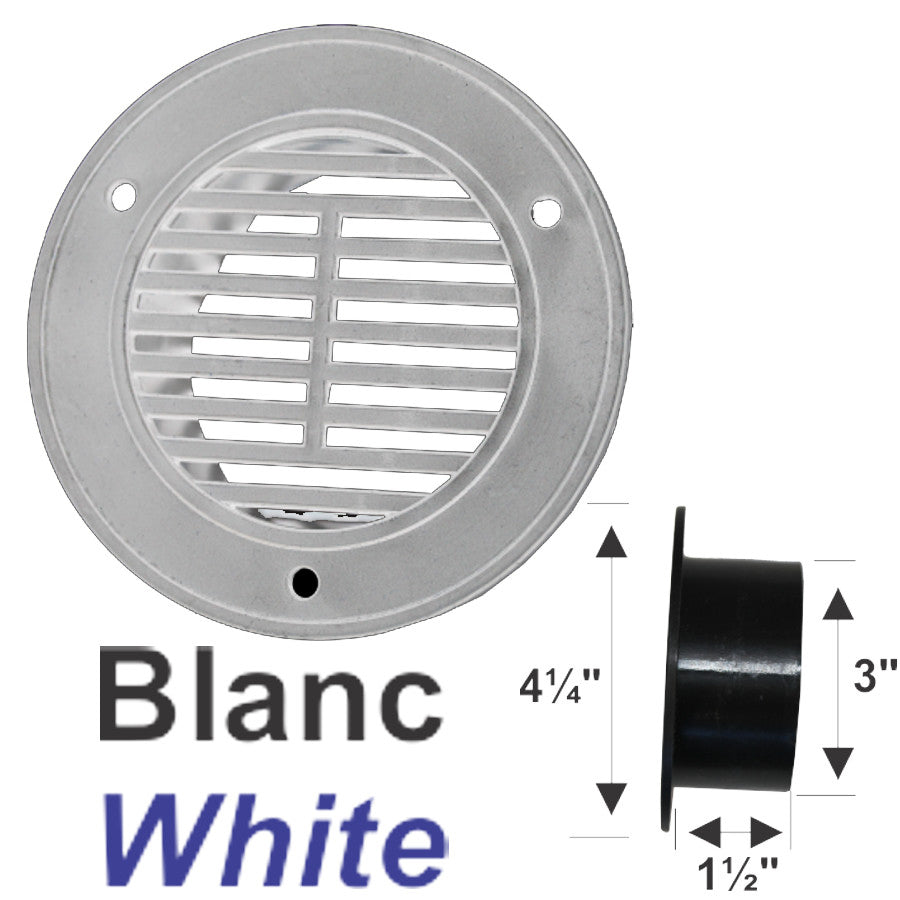 Prise d’air intérieure WAVT2 en plastique blanc pour VR et roulottes