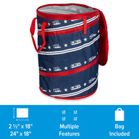Contenant Pop-Up Camco "Life is Better at the Campsite" – Rangement Extérieur Pliable, Résistant, avec Sac et Piquer pour Camping, VR, Pique-Nique
