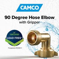 Camco 90-Degree Pipe Elbow - Durable Brass, Anti-Twist, Easy to Install