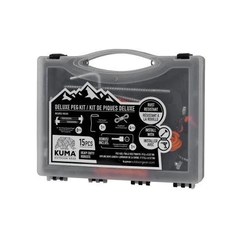 Kit de piquets Deluxe Kuma Outdoor Gear – Ensemble d’ancrage robuste pour camping