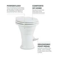 Toilette RV Dometic 310 à chasse gravitationnelle – Cuvette en céramique avec siège à fermeture douce