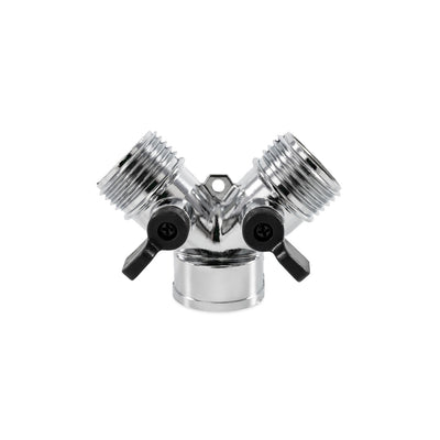 Robinet Y Métal Camco pour Tuyau d'Eau Potable - Répartiteur à 2 Voies, Vanne Contrôlée, Construction Robuste, Compatible Tuyaux de Jardin Standard, Certifié Faible Teneur en Plomb
