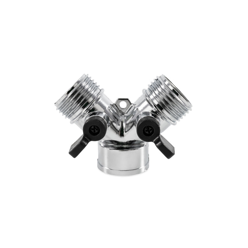 Camco Metal Y Water Hose Tap - 2-Way Hose Splitter, Controlled Valve