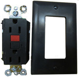 recept - gfi - self test - 15a - 125v - black - w/plate - p & s 5800-bk