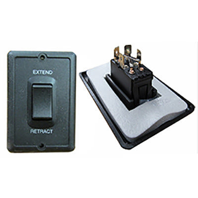 switch - plate - 12v - 1g - extend/retract - square - black