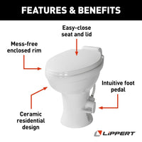 Lippert Flow Max™ RV Toilet - Elongated Bowl