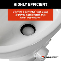 Lippert Flow Max™ White Ceramic Toilet for RV and Boat – 18-inch Elongated Seat